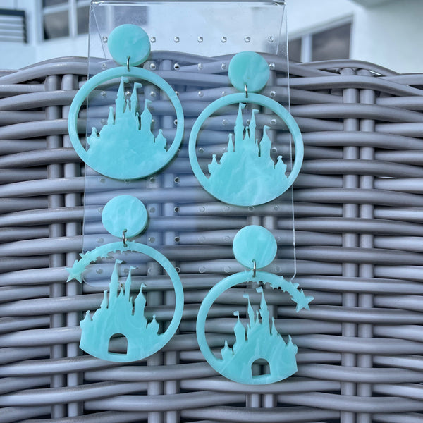 Mint Cloud Castle Earrings