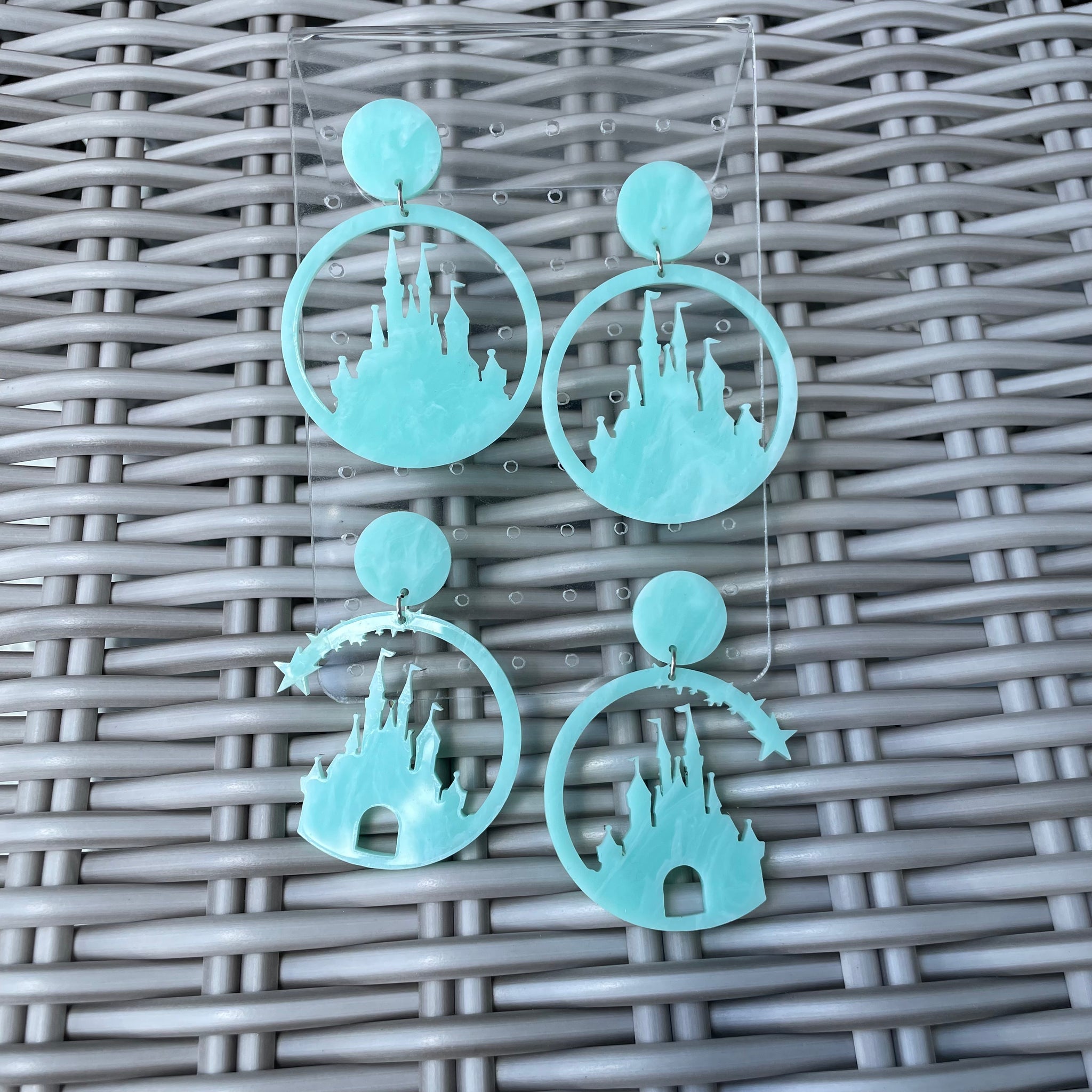 Mint Cloud Castle Earrings