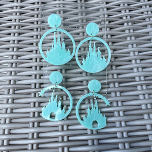 Mint Cloud Castle Earrings