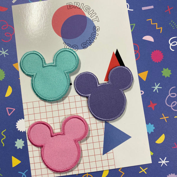 Pastel Mouse Head Patch Set of 3